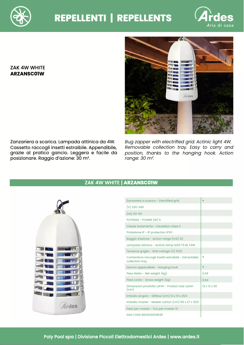 Página 1 del manual Ficha técnica Ardes ARZANSC01W