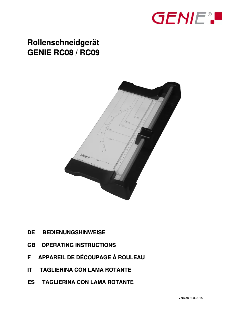 Imagen de la primera página del manual del dispositivo RC 08