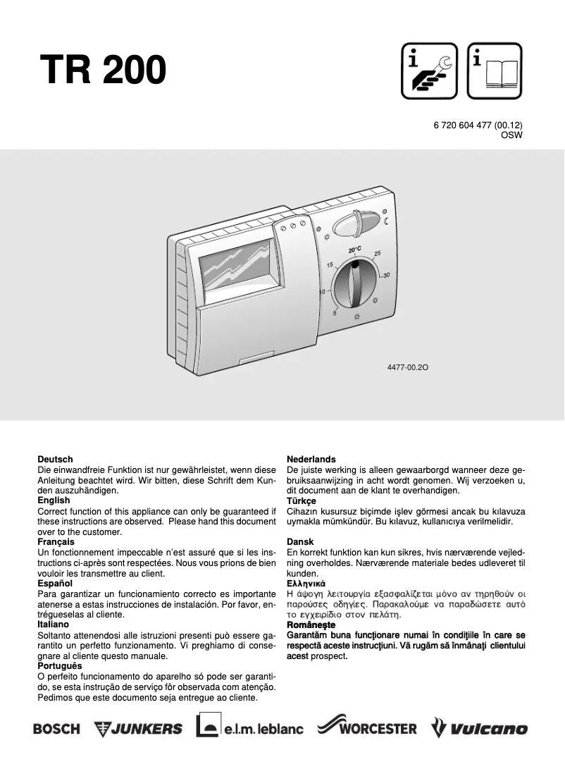 Imagen de la primera página del manual del dispositivo TR 200