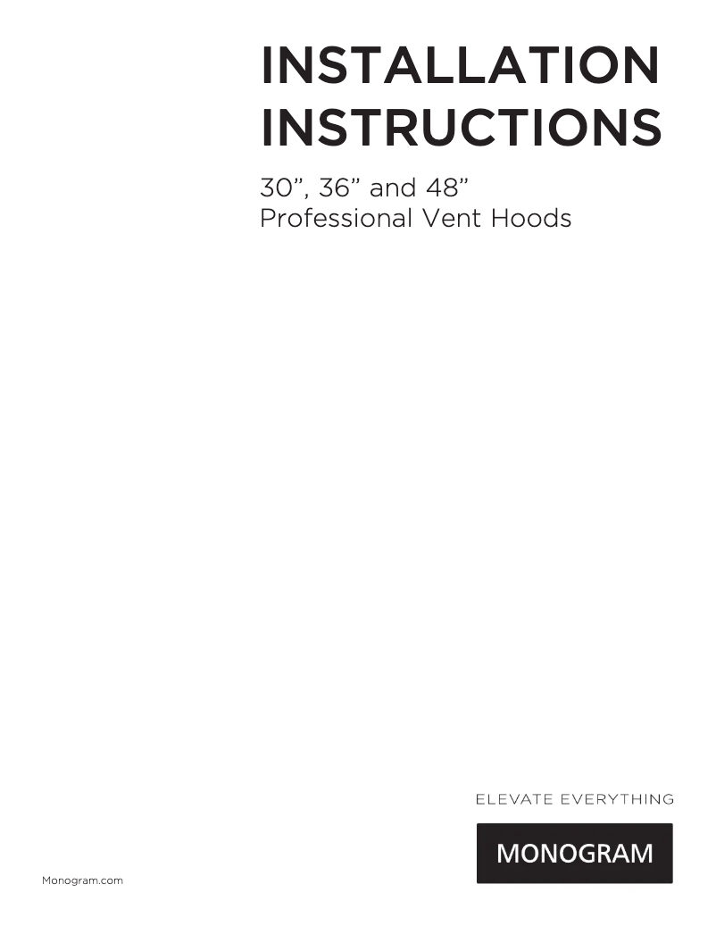 Página 1 del manual Guía de instalación Monogram ZV36SSJSS