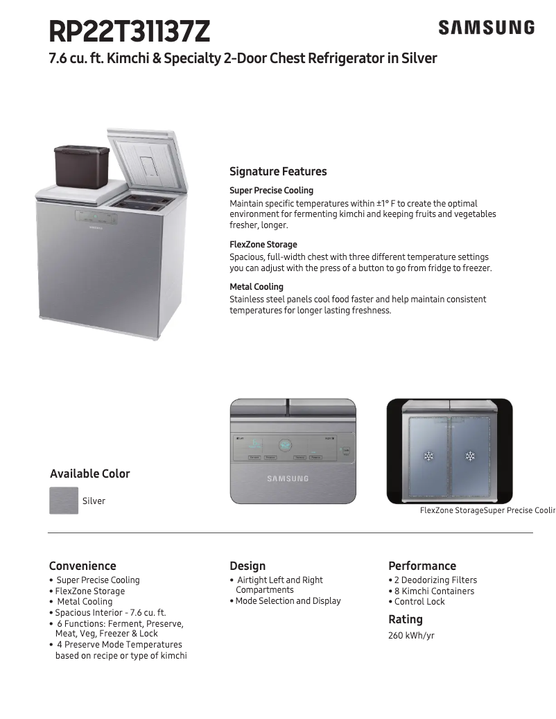 Página 1 del manual Ficha técnica Samsung RP22T31137Z