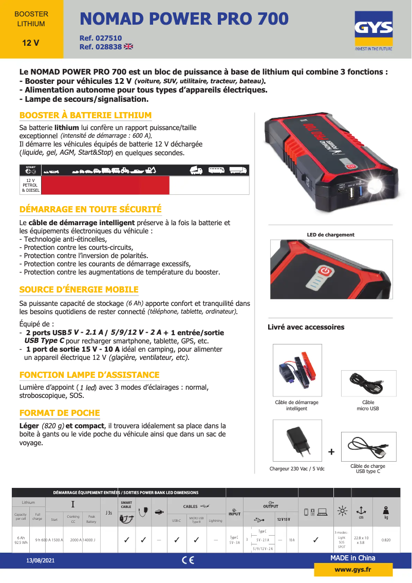 Imagen de la primera página del manual del dispositivo Nomad Power PRO 700