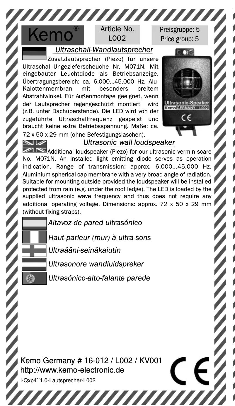 Imagen de la primera página del manual del dispositivo L002