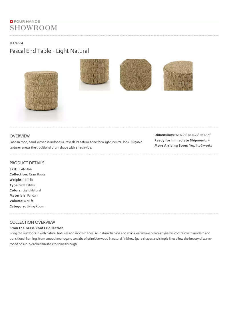 Página 1 del manual Manual de usuario Four Hands JLAN-164