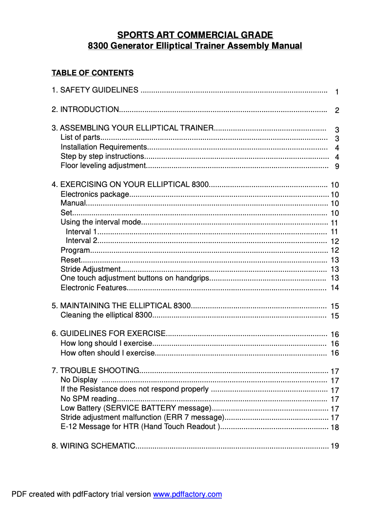 Página nº 1 - Manual de usuario SportsArt 8300