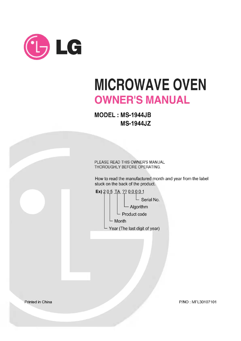 Imagen de la primera página del manual del dispositivo MS-1944J