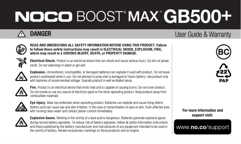 Imagen de la primera página del manual del dispositivo Genius Boost Max GB500+