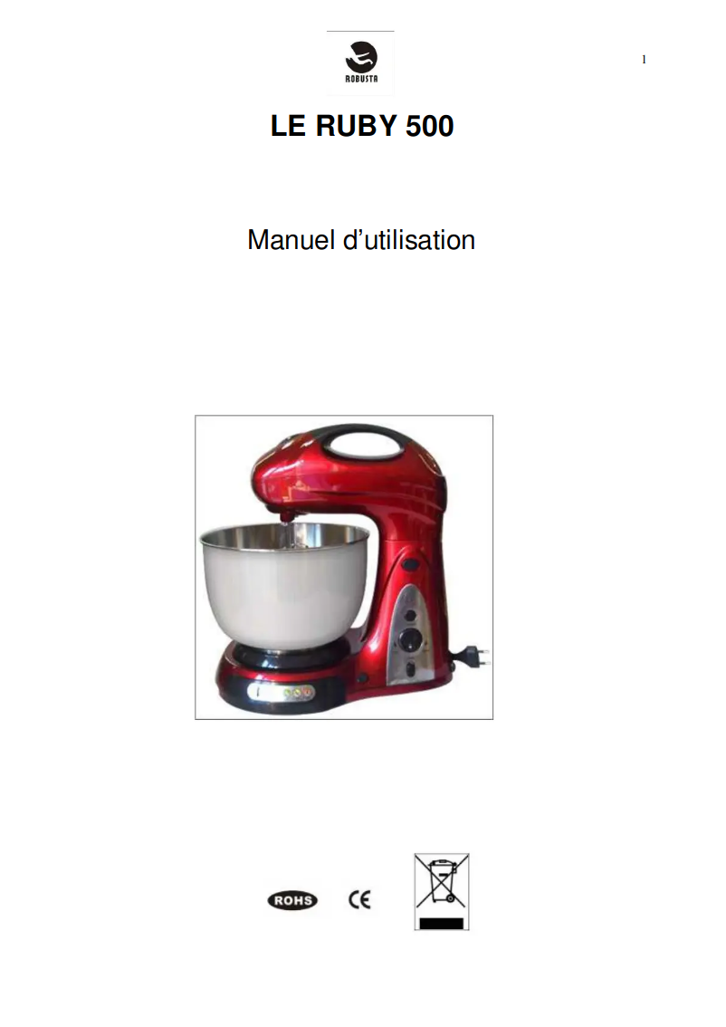 Imagen de la primera página del manual del dispositivo Le Ruby 500