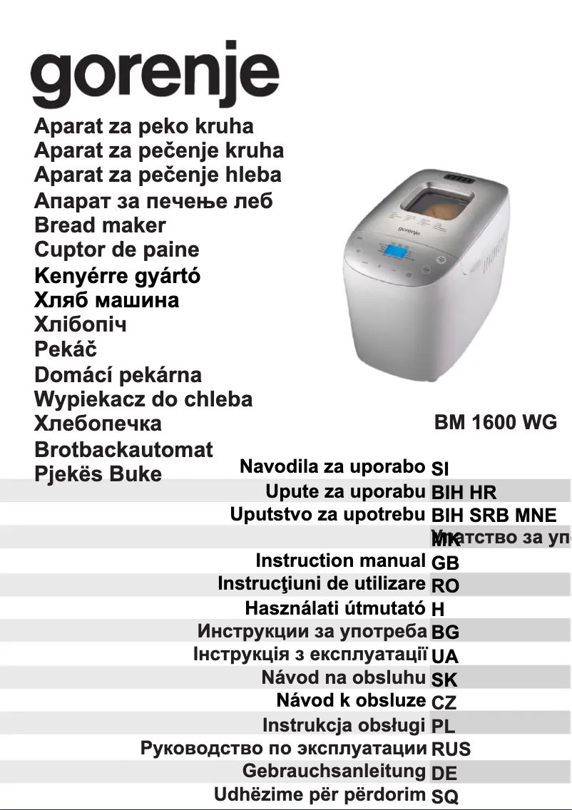 Página 1 del manual Manual de usuario Gorenje BM1600WG