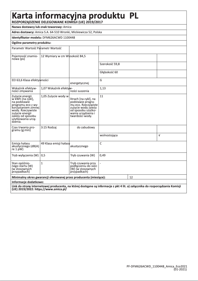 Imagen de la primera página del manual del dispositivo DFM626ACWD
