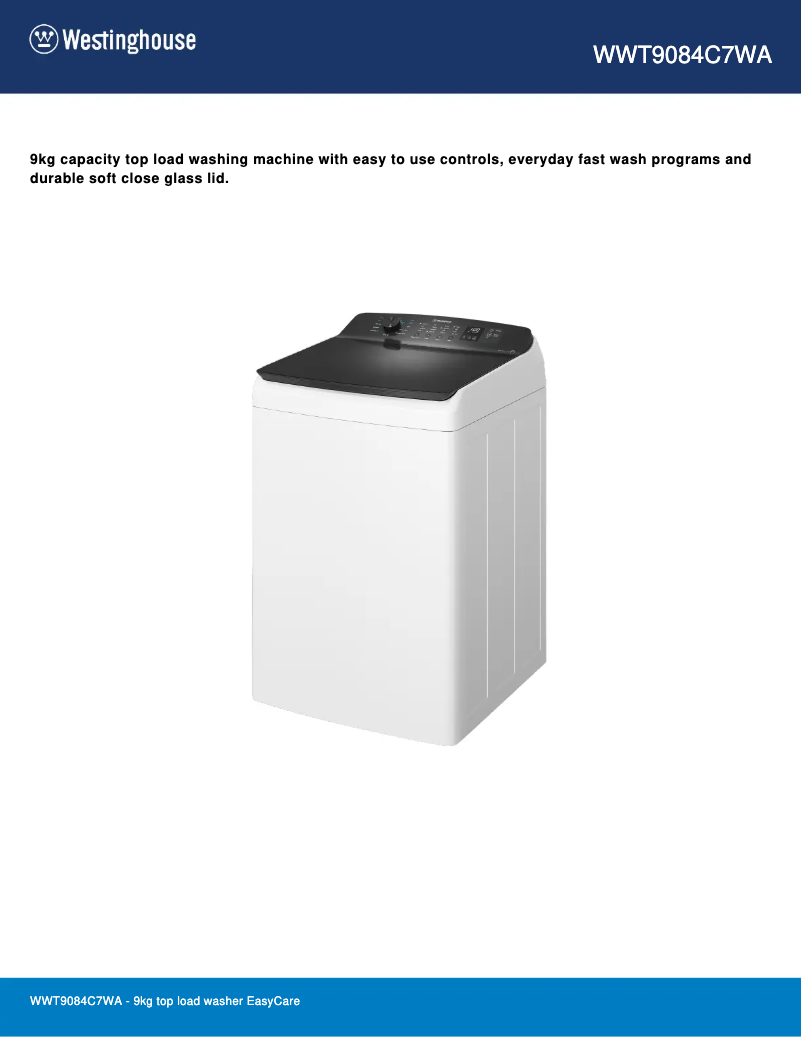 Página 1 del manual Ficha técnica Westinghouse WWT9084C7WA
