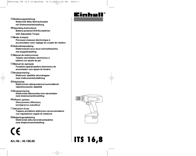 Página 1 del manual Manual de usuario Einhell ITS 16,8
