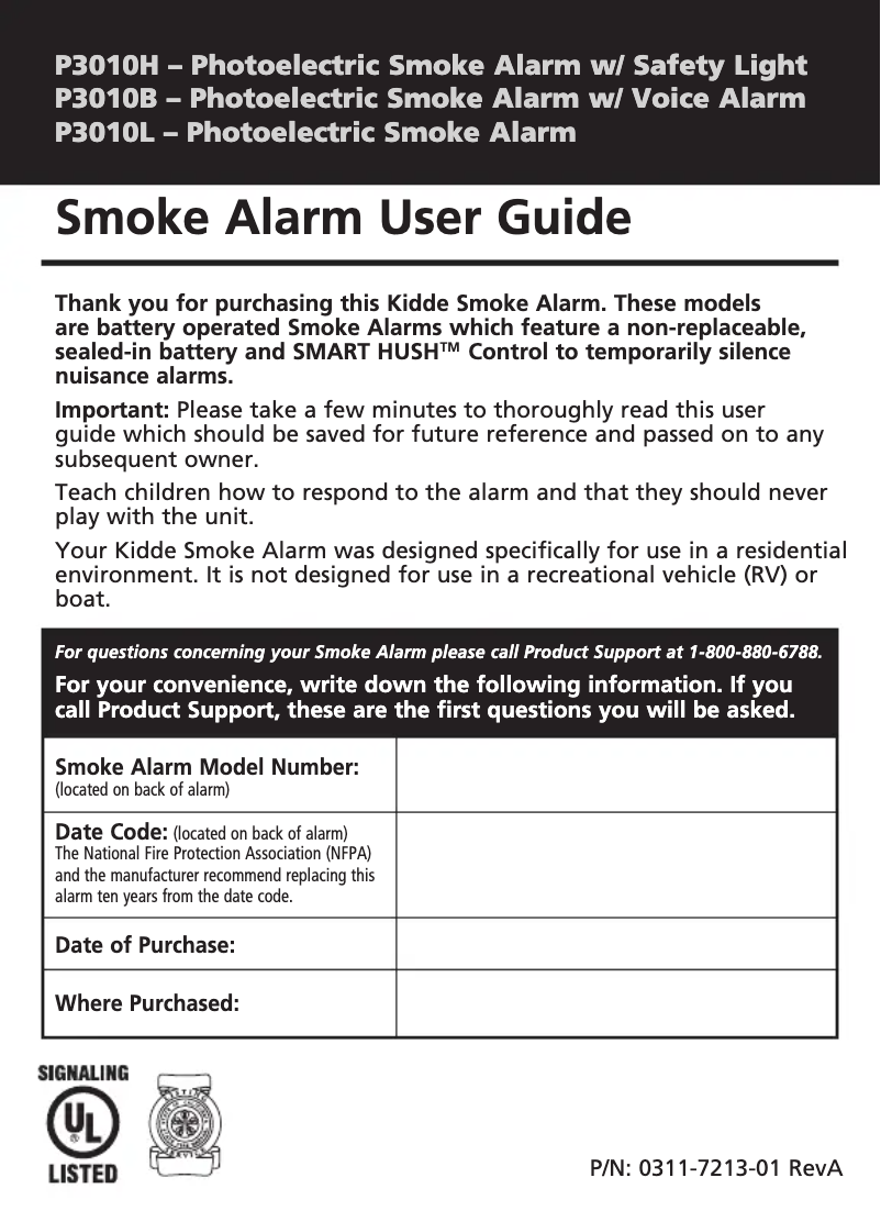 Página 1 del manual Manual de usuario Kidde P3010H