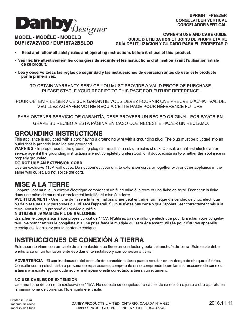 Imagen de la primera página del manual del dispositivo DUF167A2WDD