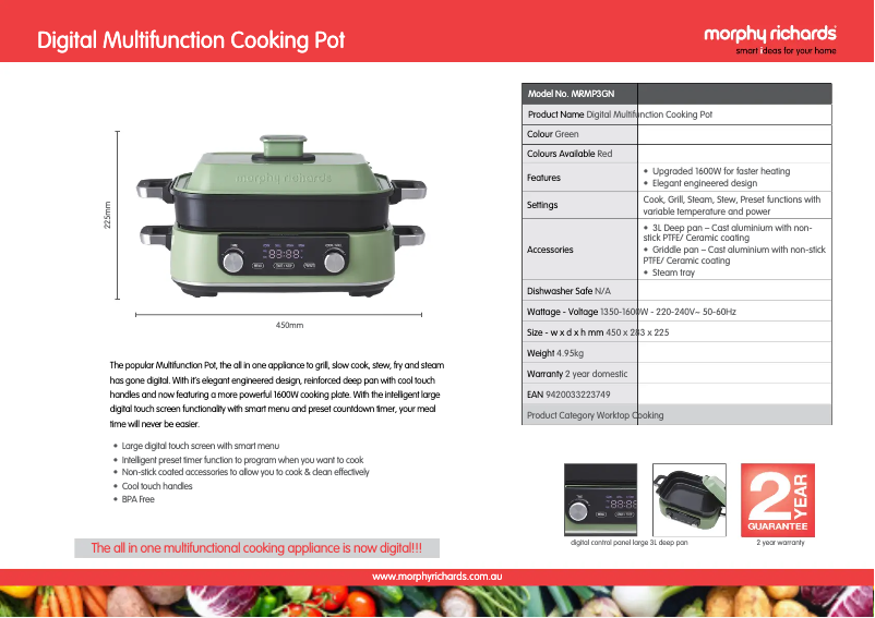 Página 1 del manual Ficha técnica Morphy Richards MRMP3GN