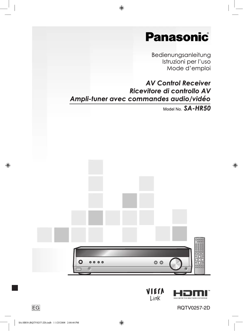 Imagen de la primera página del manual del dispositivo SA-HR50