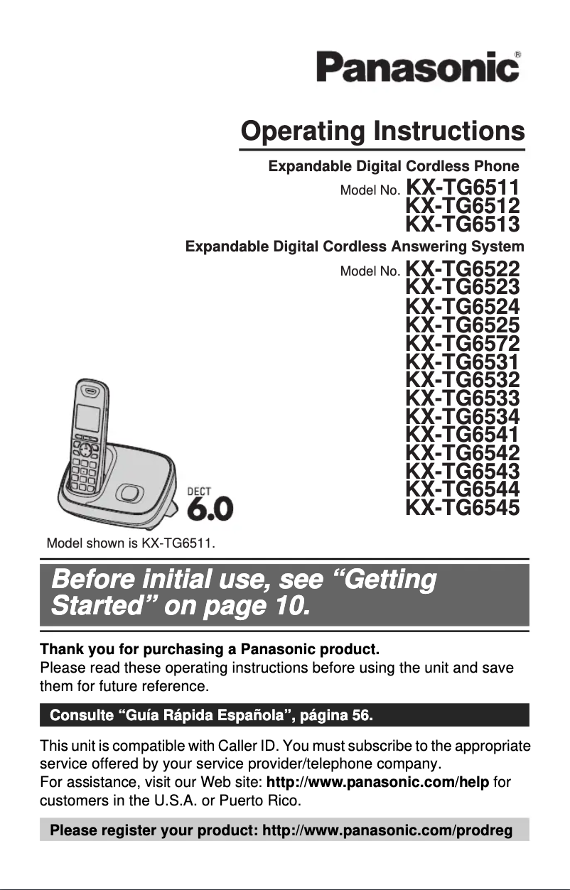 Página 1 del manual Manual de usuario Panasonic KX-TG6533B