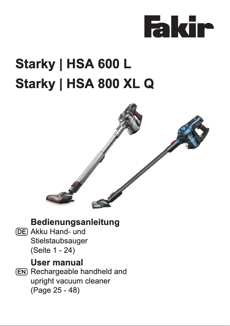 Página 1 del manual Manual de usuario Fakir Starky HSA 800 XL Q