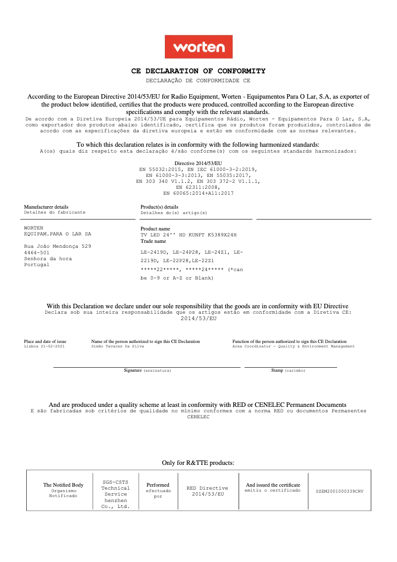 Página 1 del manual Manual de usuario Kunft K5389X24H