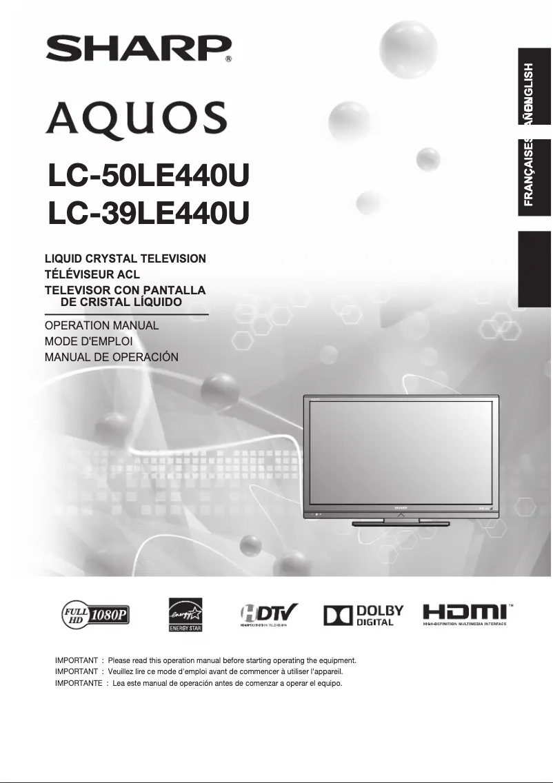 Imagen de la primera página del manual del dispositivo LC-39LE440U