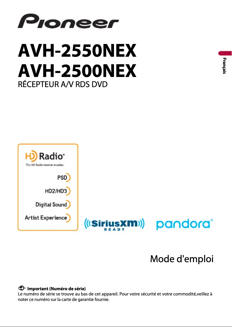 Imagen de la primera página del manual del dispositivo AVH-2500NEX