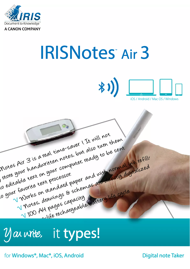 Imagen de la primera página del manual del dispositivo IRISNotes Air 3