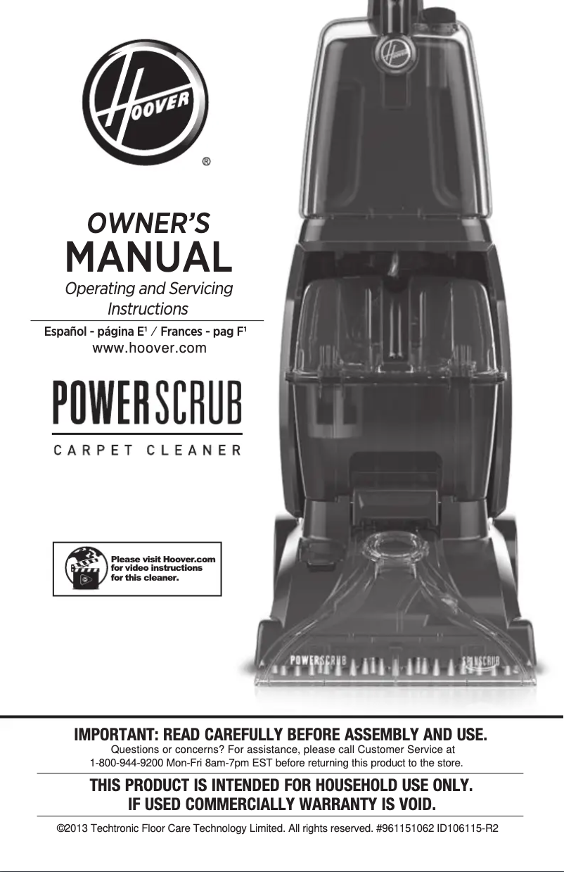 Página 1 del manual Manual de usuario Hoover Power Scrub FH50135