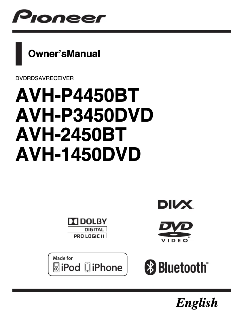 Imagen de la primera página del manual del dispositivo AVH-P3450DVD
