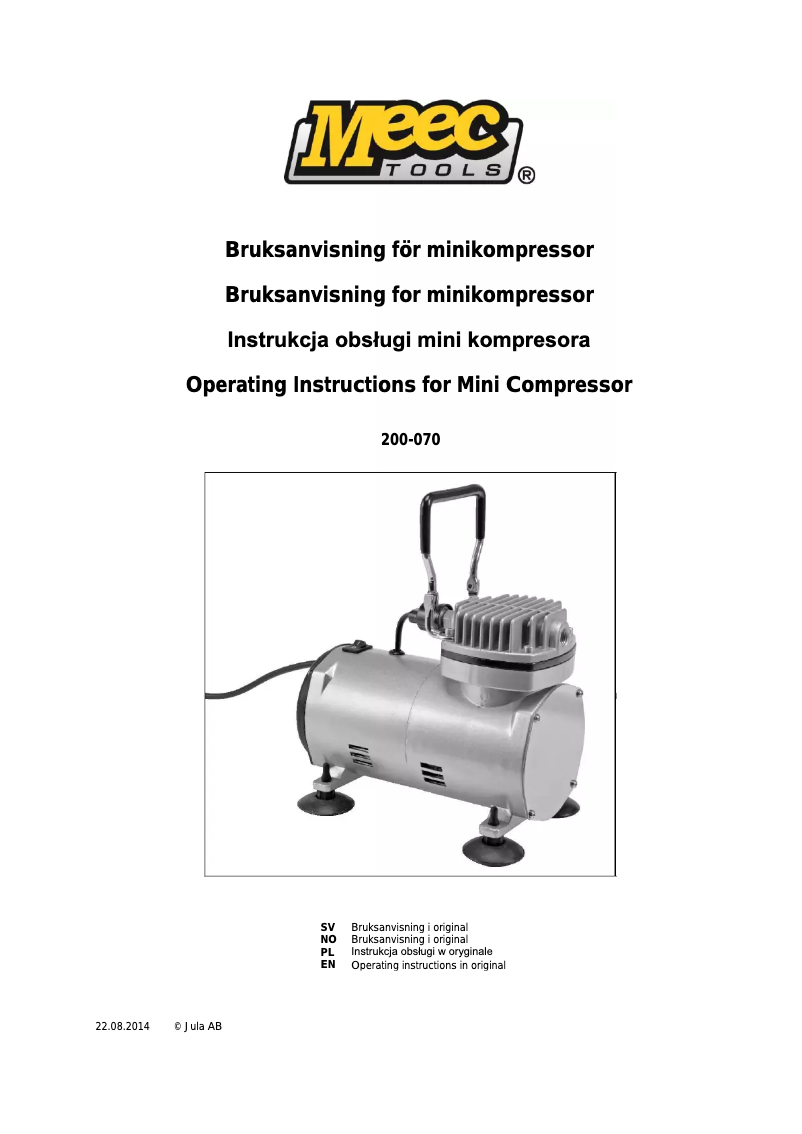 Página 1 del manual Manual de usuario Meec Tools 200-070