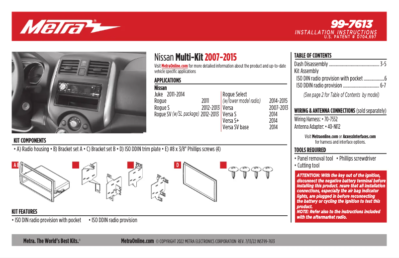 Página 1 del manual Manual de usuario Metra 99-7613