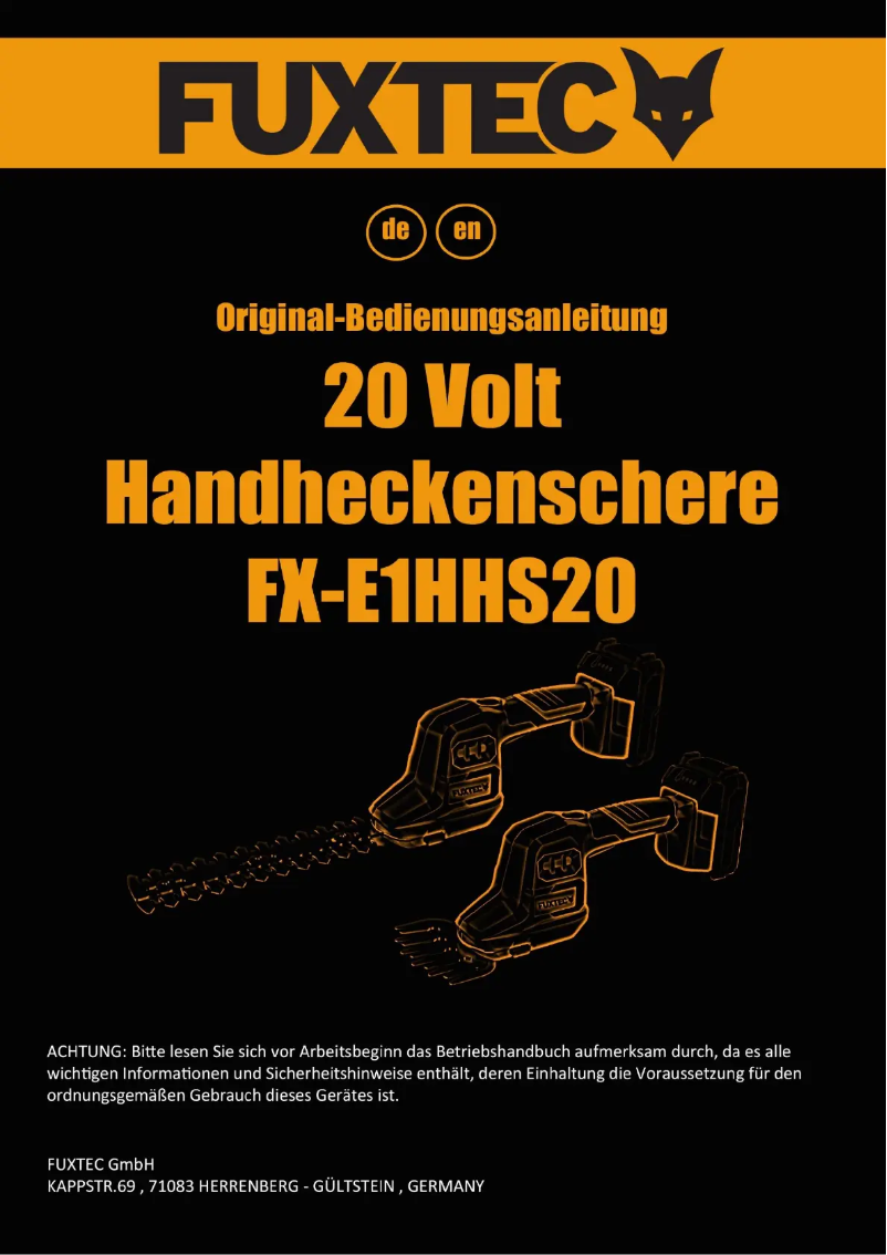 Imagen de la primera página del manual del dispositivo FX-E1HHS20