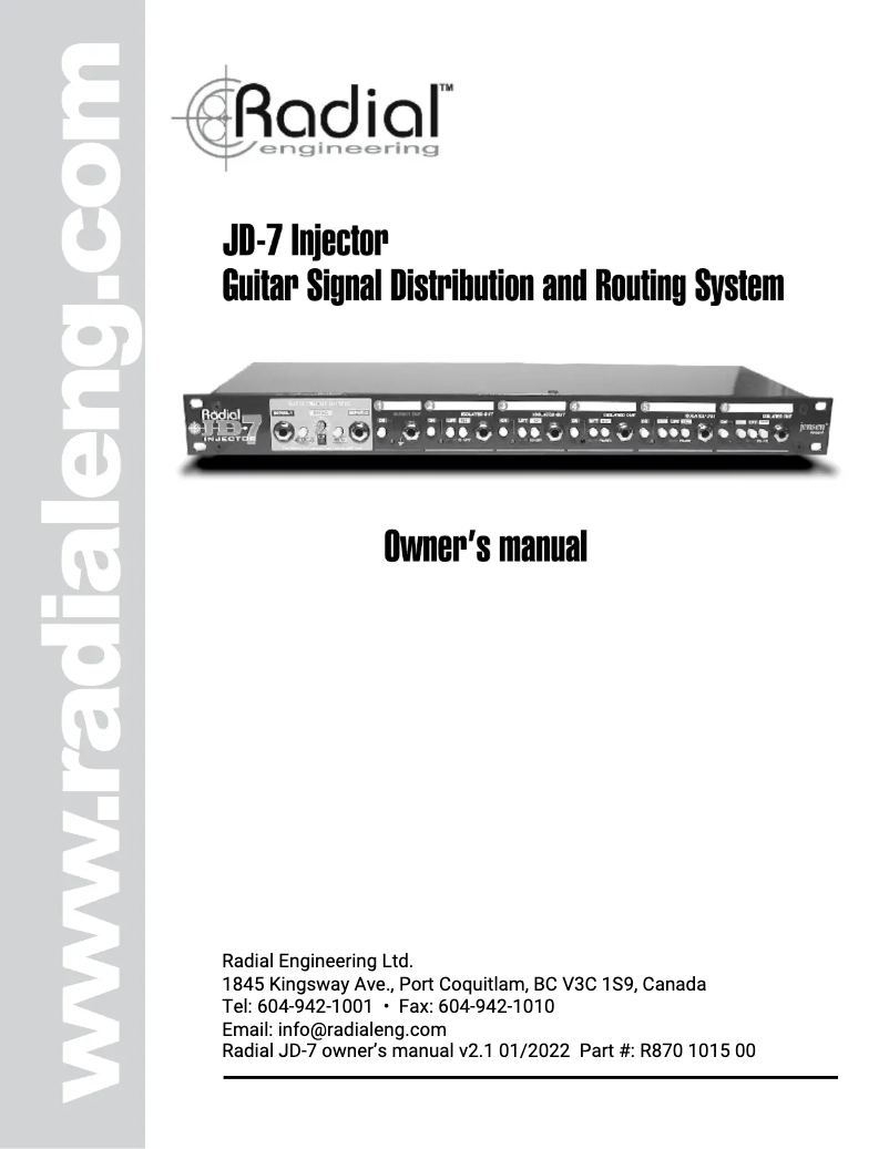 Página nº 1 - Manual de usuario Radial Engineering JD-7