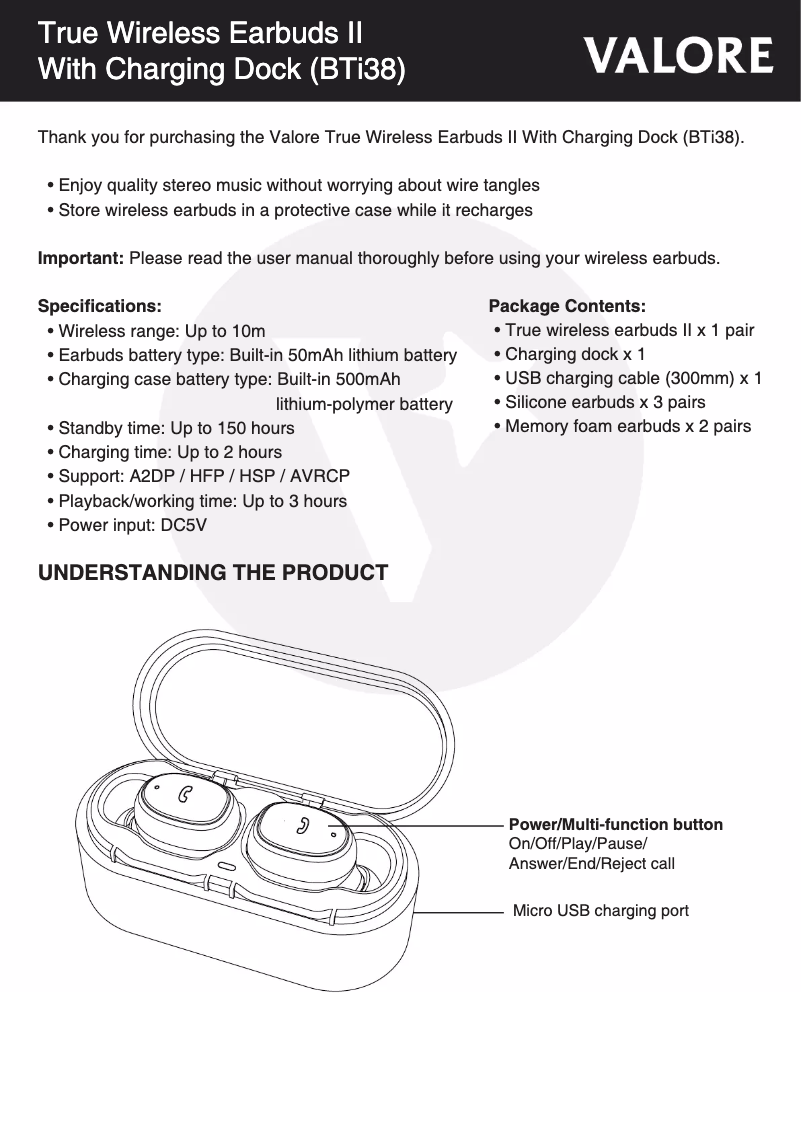 Imagen de la primera página del manual del dispositivo BTi38