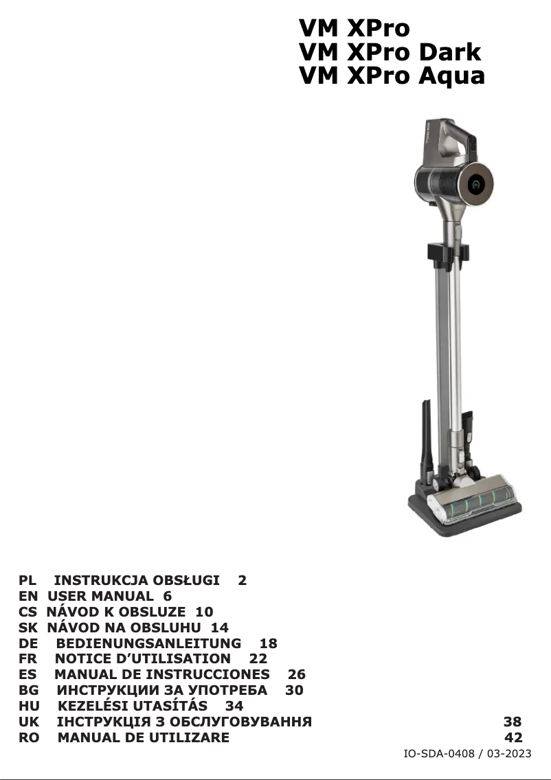 Imagen de la primera página del manual del dispositivo VM XPro