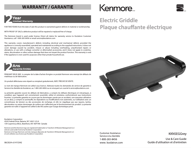 Página 1 del manual Manual de usuario Kenmore KKNSEGGrey