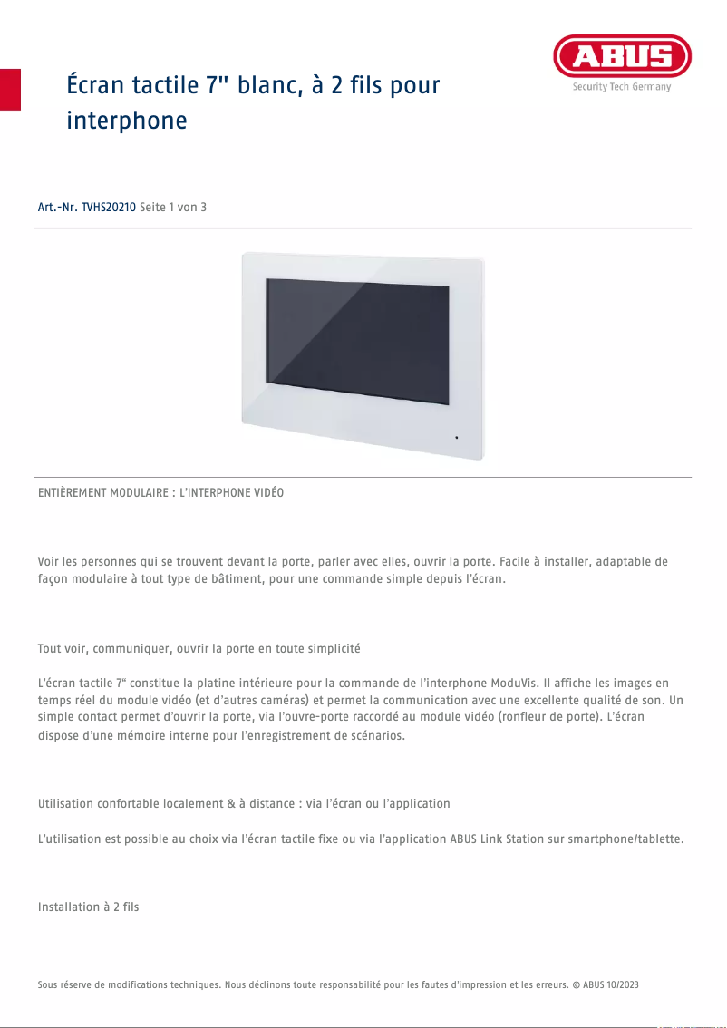 Imagen de la primera página del manual del dispositivo TVHS20210