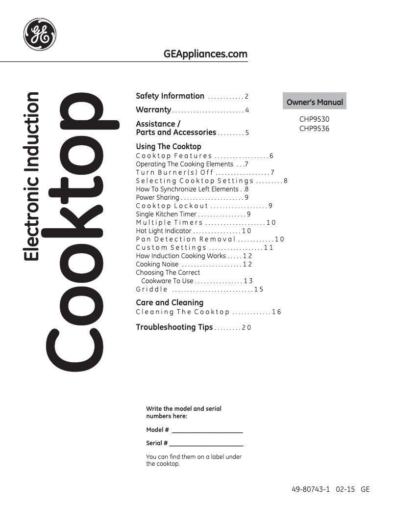 Imagen de la primera página del manual del dispositivo Café CHP9530SJSS