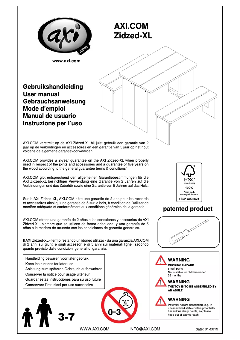 Página 1 del manual Manual de usuario AXI ZidZed XL
