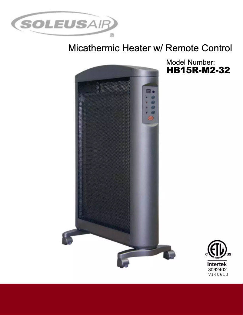 Página 1 del manual Manual de usuario SoleusAir HB15R-M2-32