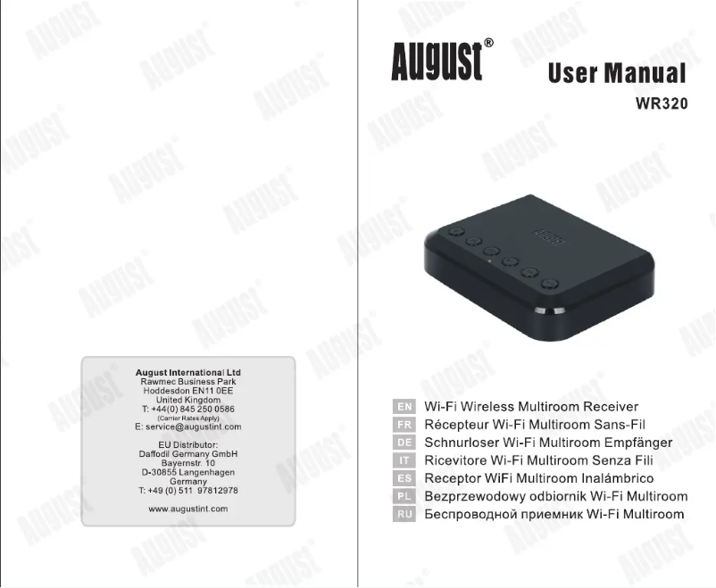 Página 1 del manual Manual de usuario August WR320