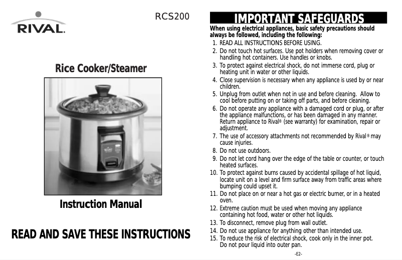 Imagen de la primera página del manual del dispositivo RCS200