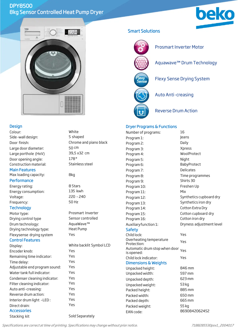 Imagen de la primera página del manual del dispositivo DPY8500