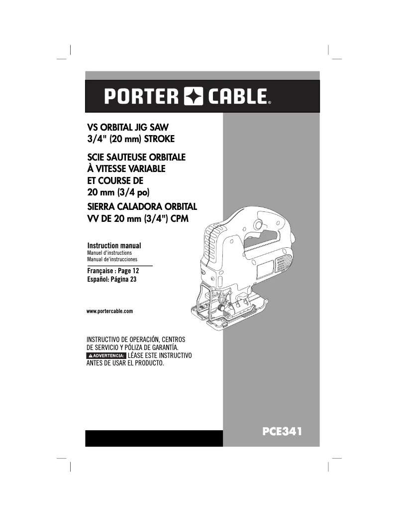 Página 1 del manual Manual de usuario Porter-Cable PCE341