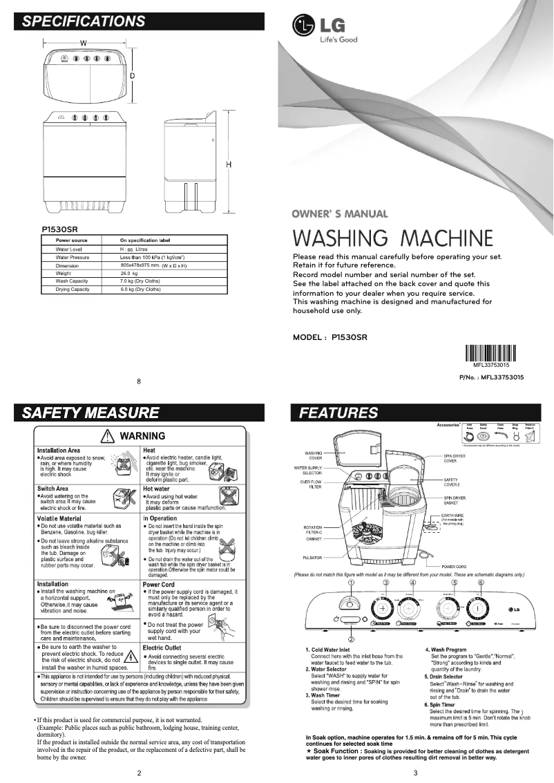 Imagen de la primera página del manual del dispositivo P1530SR