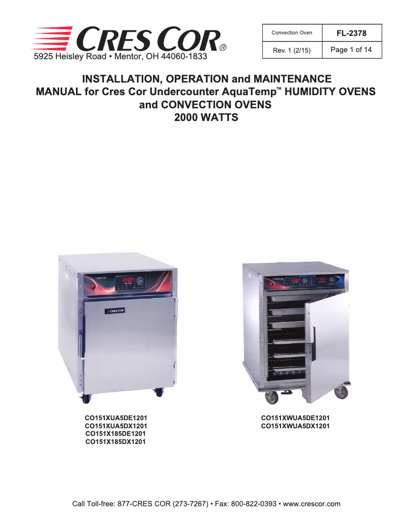 Página 1 del manual Manual de usuario Cres Cor CO151X185DX