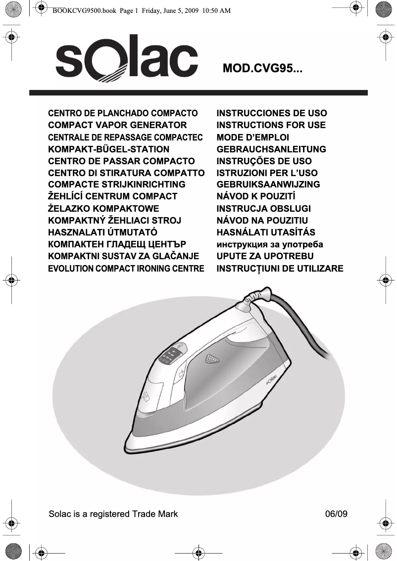 Imagen de la primera página del manual del dispositivo CVG9500