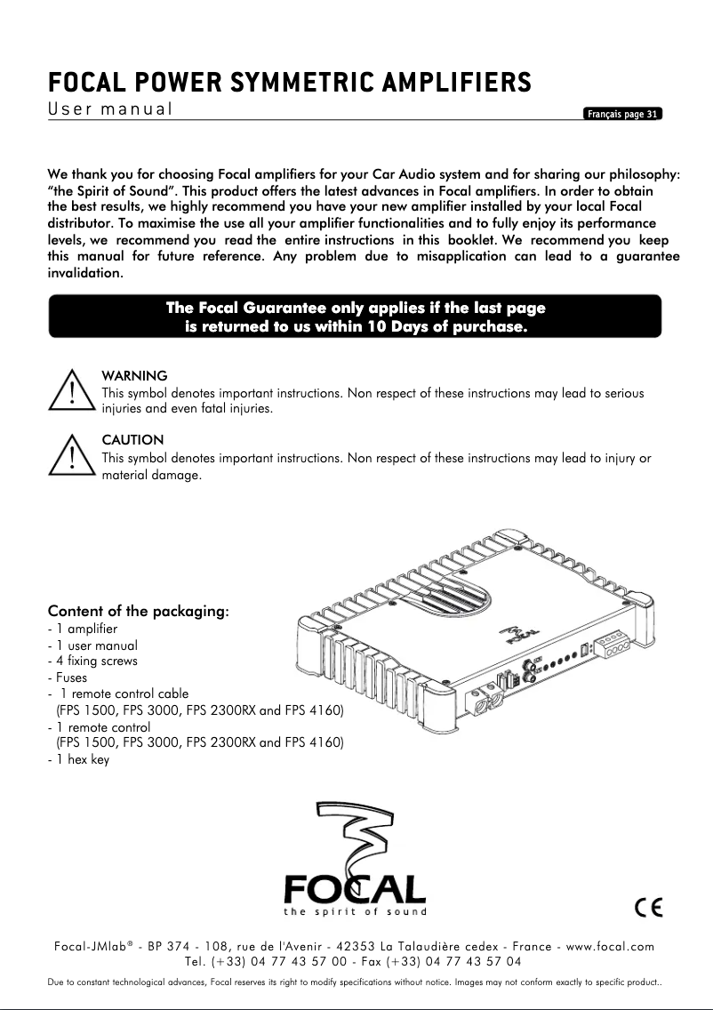 Imagen de la primera página del manual del dispositivo Symmetric FPS 4.160