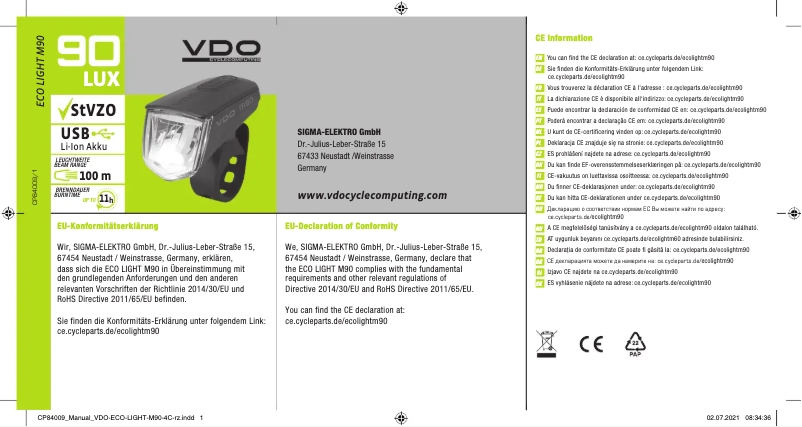 Imagen de la primera página del manual del dispositivo M90