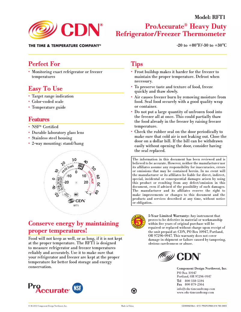 Página 1 del manual Manual de usuario CDN ProAccurate RFT1