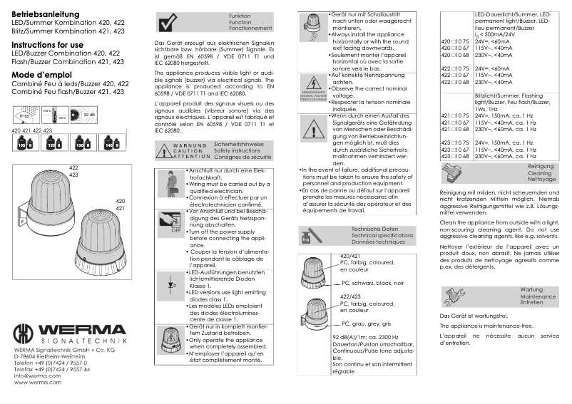 Página 1 del manual Manual de usuario Werma 422.110.68